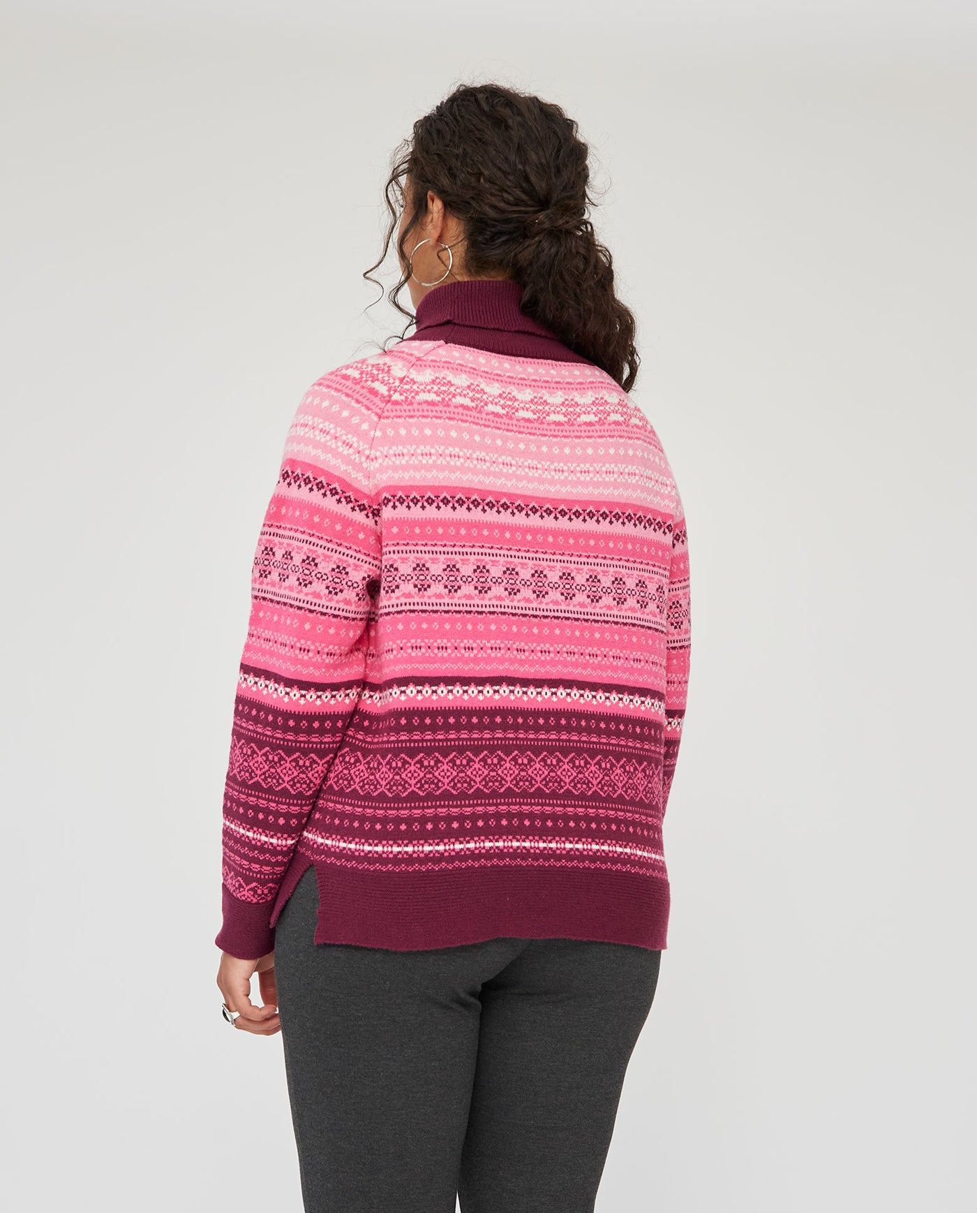 JERSEY PUNTO JACQUARD CUELLO ALTO  ROSA