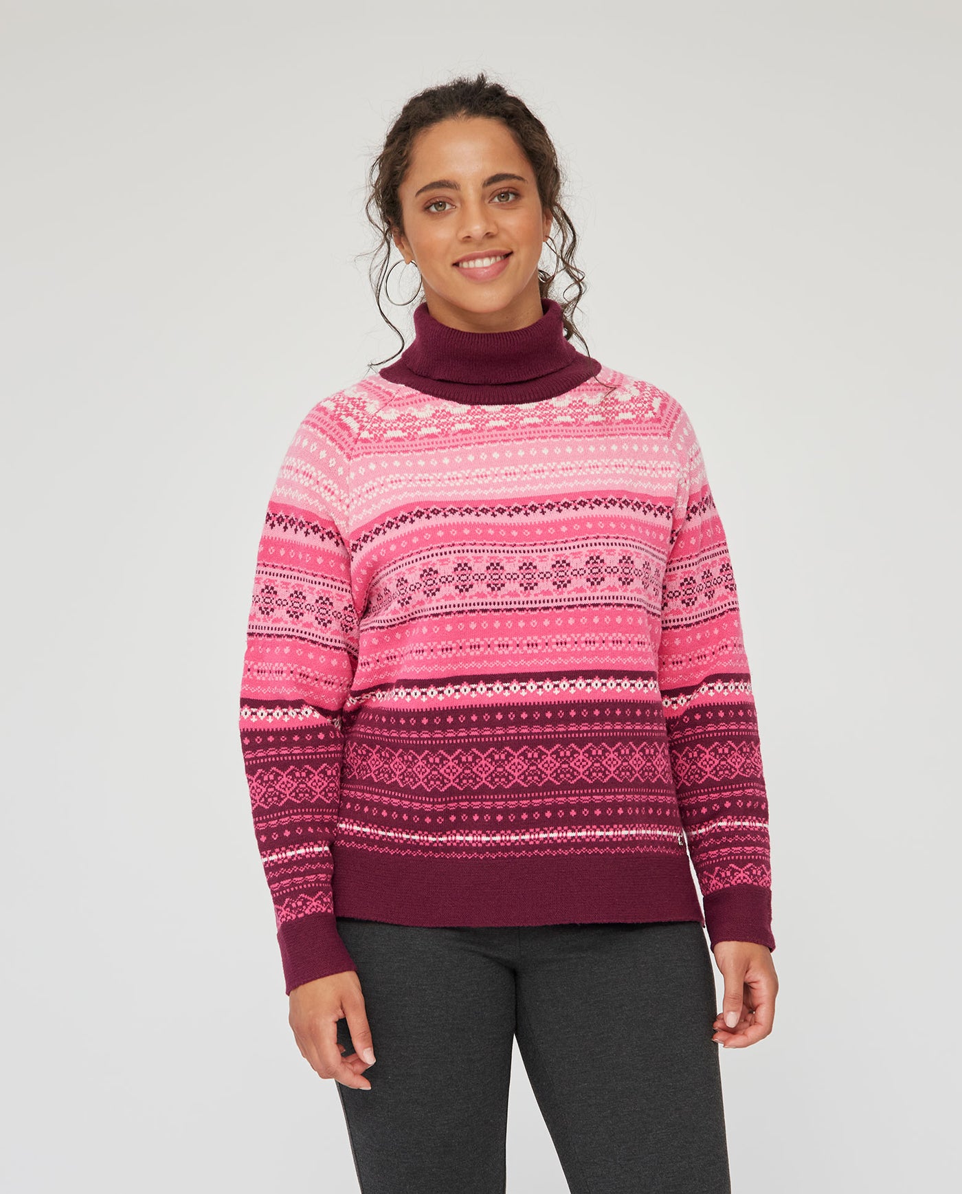 JERSEY PUNTO JACQUARD CUELLO ALTO  ROSA