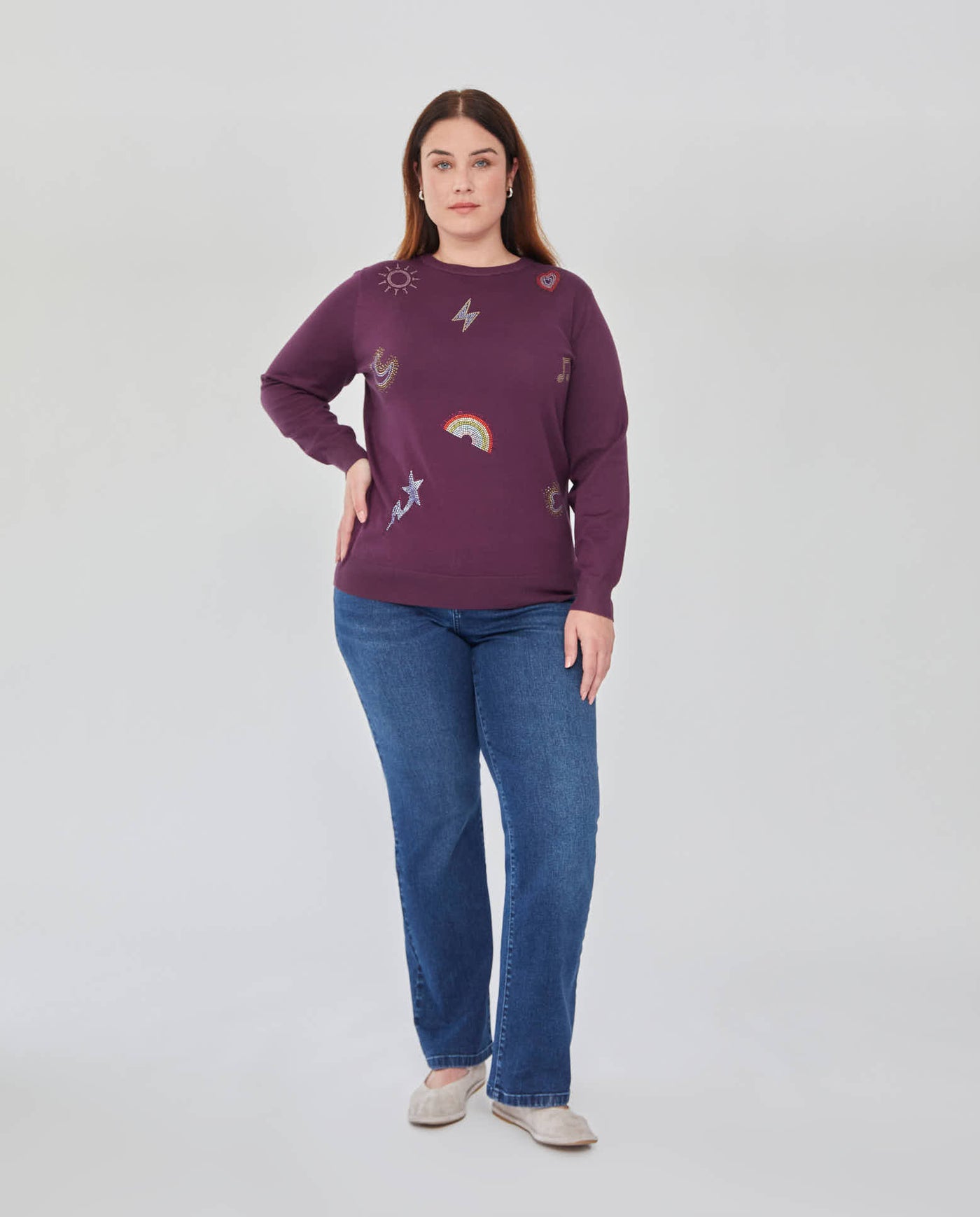 JERSEY MOTIVOS DE STRASS EN DELANTERO  VIOLETA