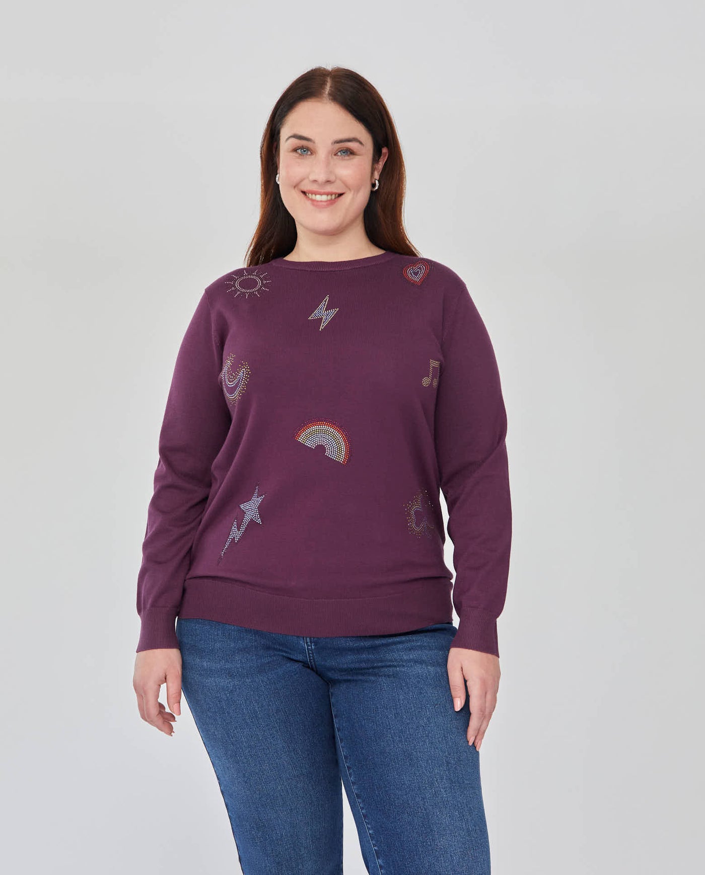 JERSEY MOTIVOS DE STRASS EN DELANTERO  VIOLETA