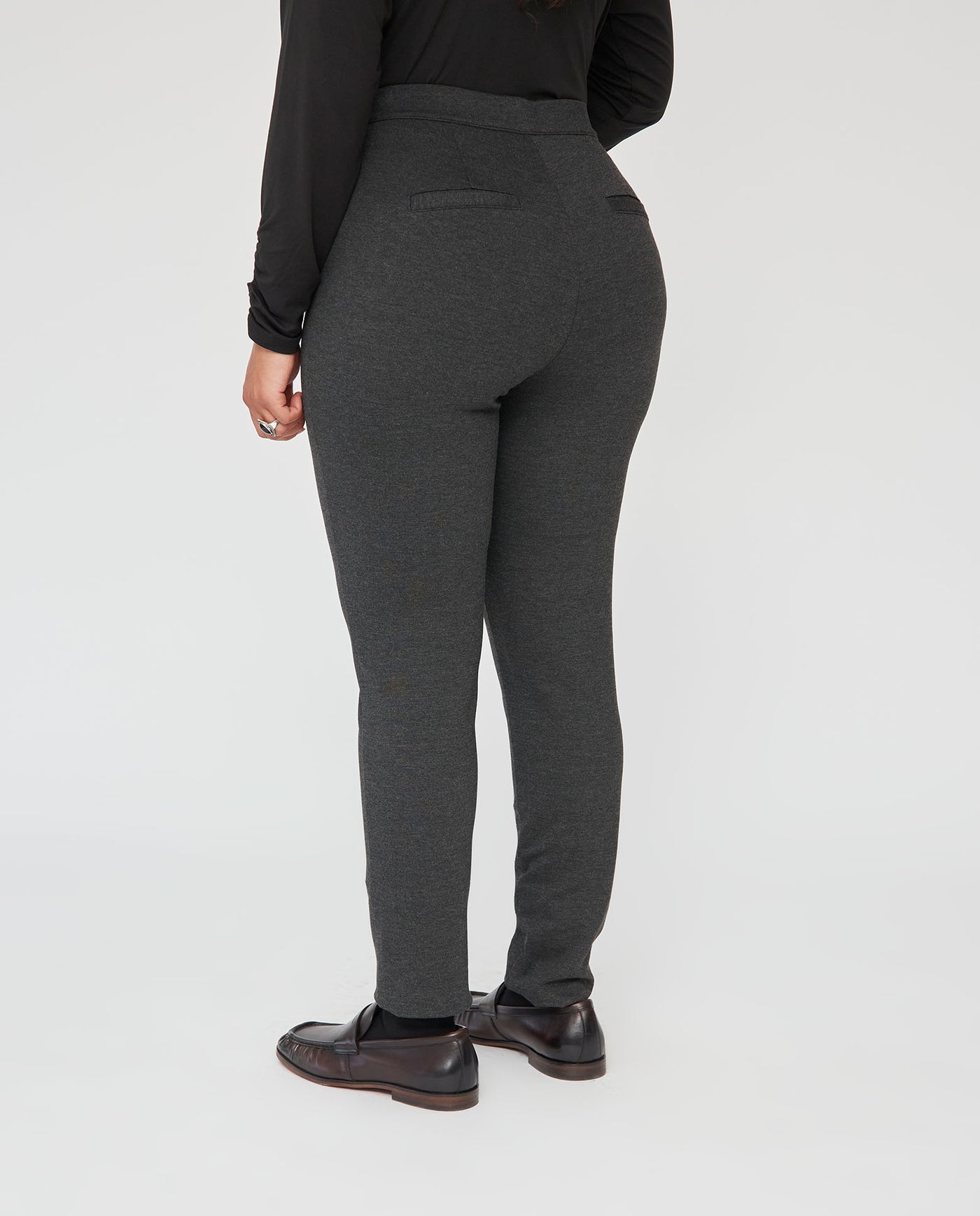 LEGGINGS FALSO BOLSILLO CON BOTON EN DELANTERO  GRIS JASPE