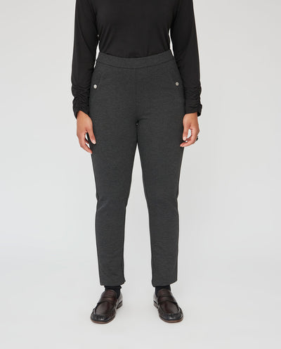 LEGGINGS FALSO BOLSILLO CON BOTON EN DELANTERO  GRIS JASPE