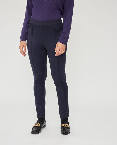 LEGGINGS TEJIDO EFECTO ANTE  Y PUNTO ROMA AZUL MARINO