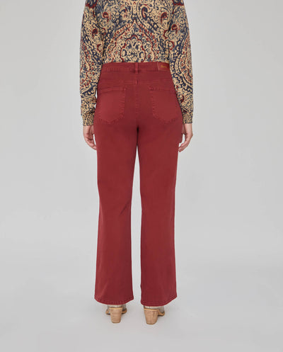 PANTALON CINCO BOLSILLOS BAJO EVASE GRANATE