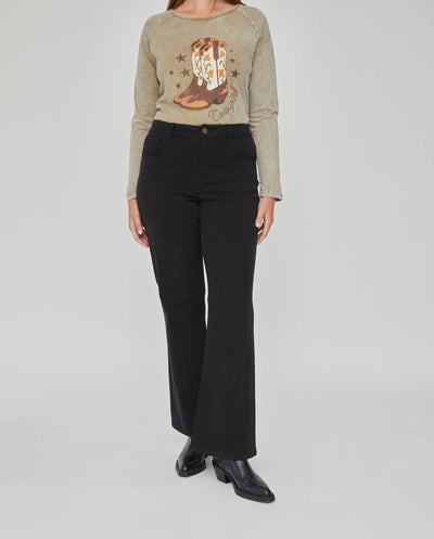 PANTALON CINCO BOLSILLOS BORDADO EN BOLSILLOS NEGRO
