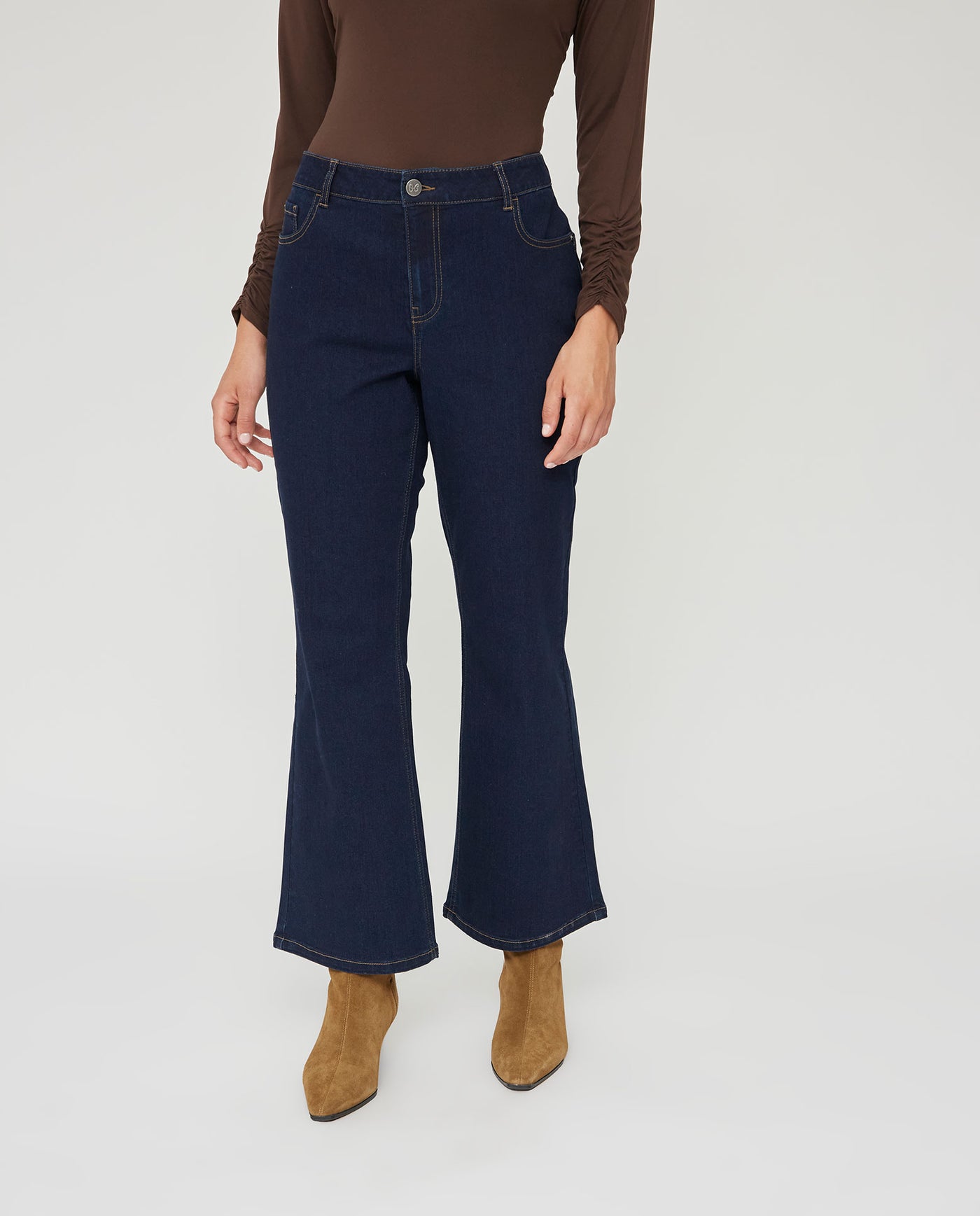 PANTALON DENIM BAJO EVASE AZUL OSCURO