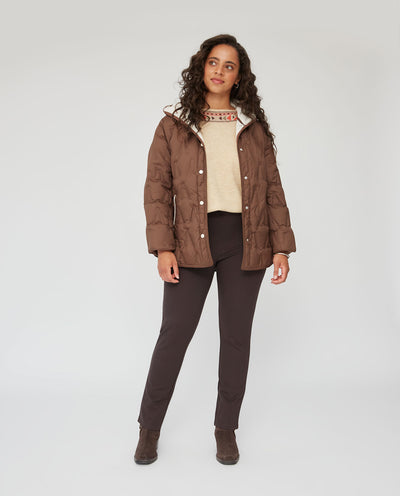 PARKA ACOLCHADA CON CAPUCHA MARRÓN