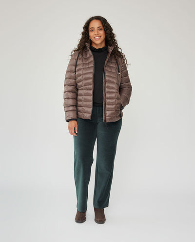 Parka Acolchada Con Cremalleras En Contraste Topo