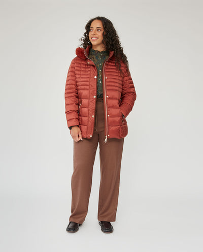 Parka Acolchada Con Vivos En Contraste  Terracota