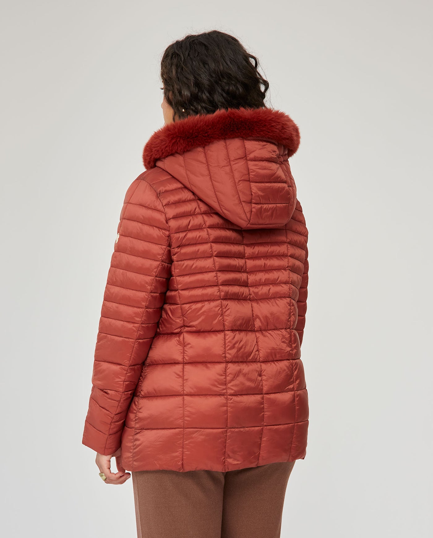 Parka Acolchada Con Vivos En Contraste  Terracota