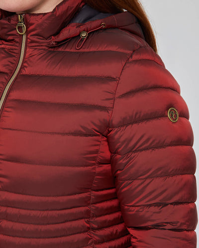 PARKA ACOLCHADA CORTA CON CAPUCHA DESMONTABLE GRANATE