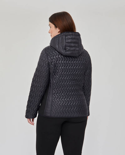 PARKA CAPUCHA DESMONTABLE Y DETALLE PUNTO EN LATERALES NEGRO