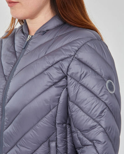 PARKA CORTA MANGA LARGA CON CAPUCHA OCULTA AZUL