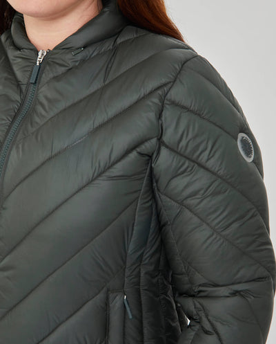 PARKA CORTA MANGA LARGA CON CAPUCHA OCULTA VERDE