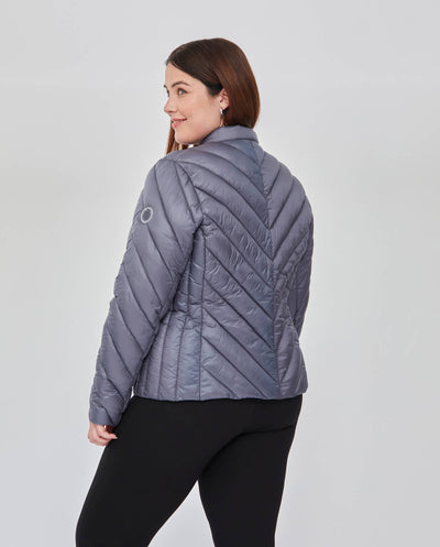 PARKA CORTA MANGA LARGA CON CAPUCHA OCULTA AZUL