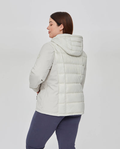 PARKA CUELLO SUBIDO Y CAPUCHA MANGAS Y LATERALES EN PUNTO  CRUDO