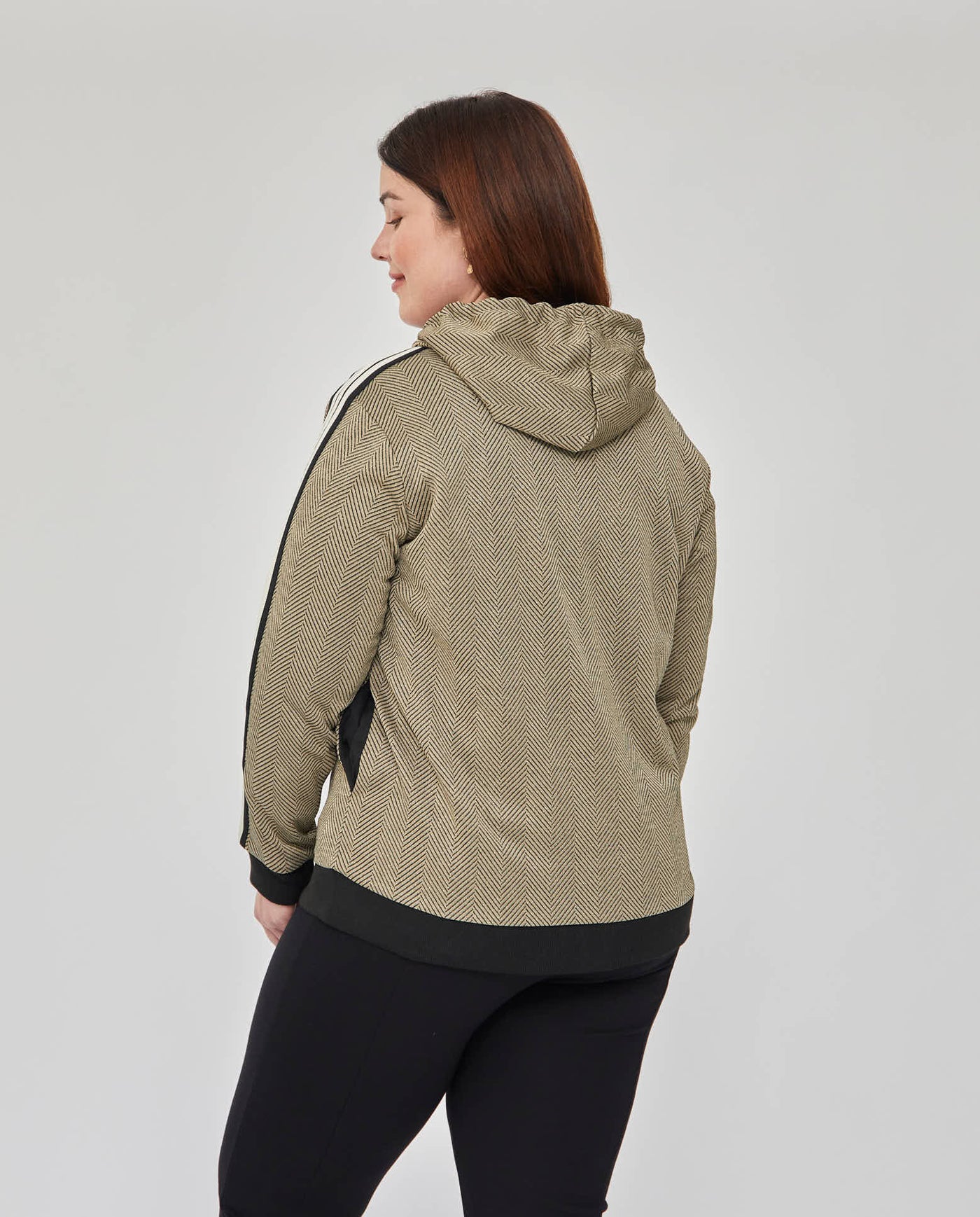 SUDADERA ABIERTA CON CAPUCHA DORADO