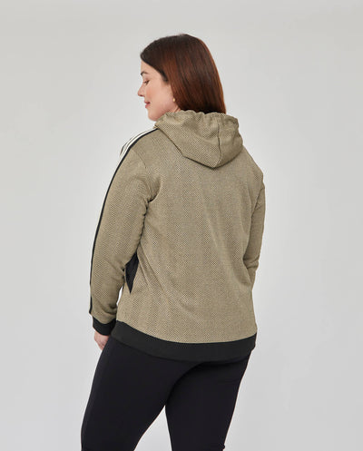 SUDADERA ABIERTA CON CAPUCHA DORADO