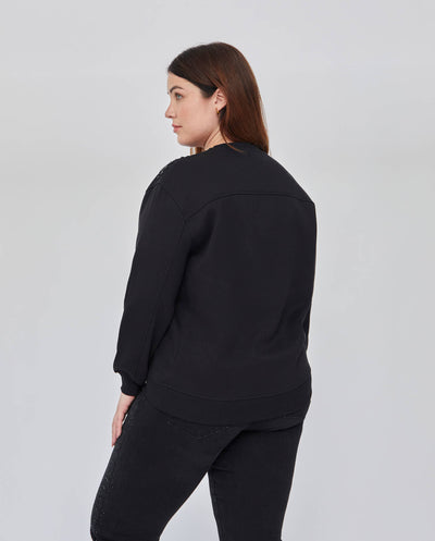 SUDADERA CUELLO REDONDO DETALLE STRASS NEGRO