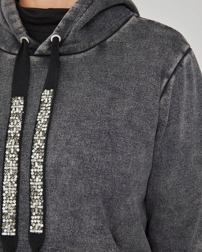 SUDADERA CON CAPUCHA EFECTO LAVADO   GRIS JASPE