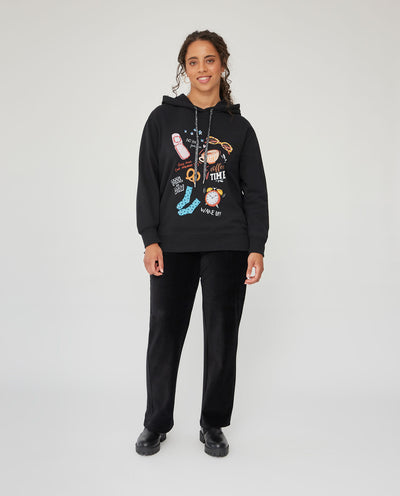 SUDADERA ESTAMPADA CON CAPUCHA Y JOYAS NEGRO