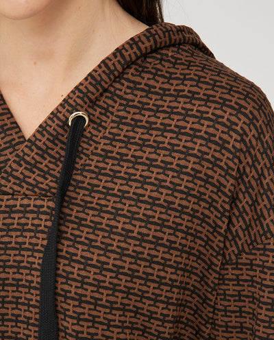 SUDADERA JACQUARD CON CAPUCHA  NEGRO