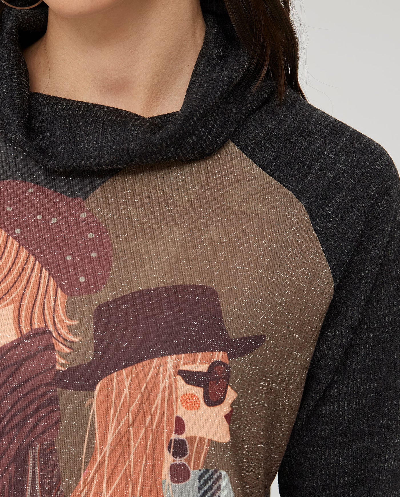 SUETER CUELLO SUBIDO  ESTAMPADO CHICA  NEGRO