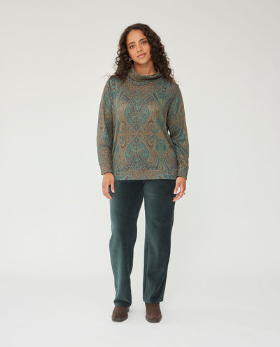 Sueter Estampado Con Bolsillo Frontal  Verde Caza