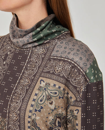 SUETER ESTAMPADO CUELLO BUCHE Y MANGA LARGA  VERDE MUSGO