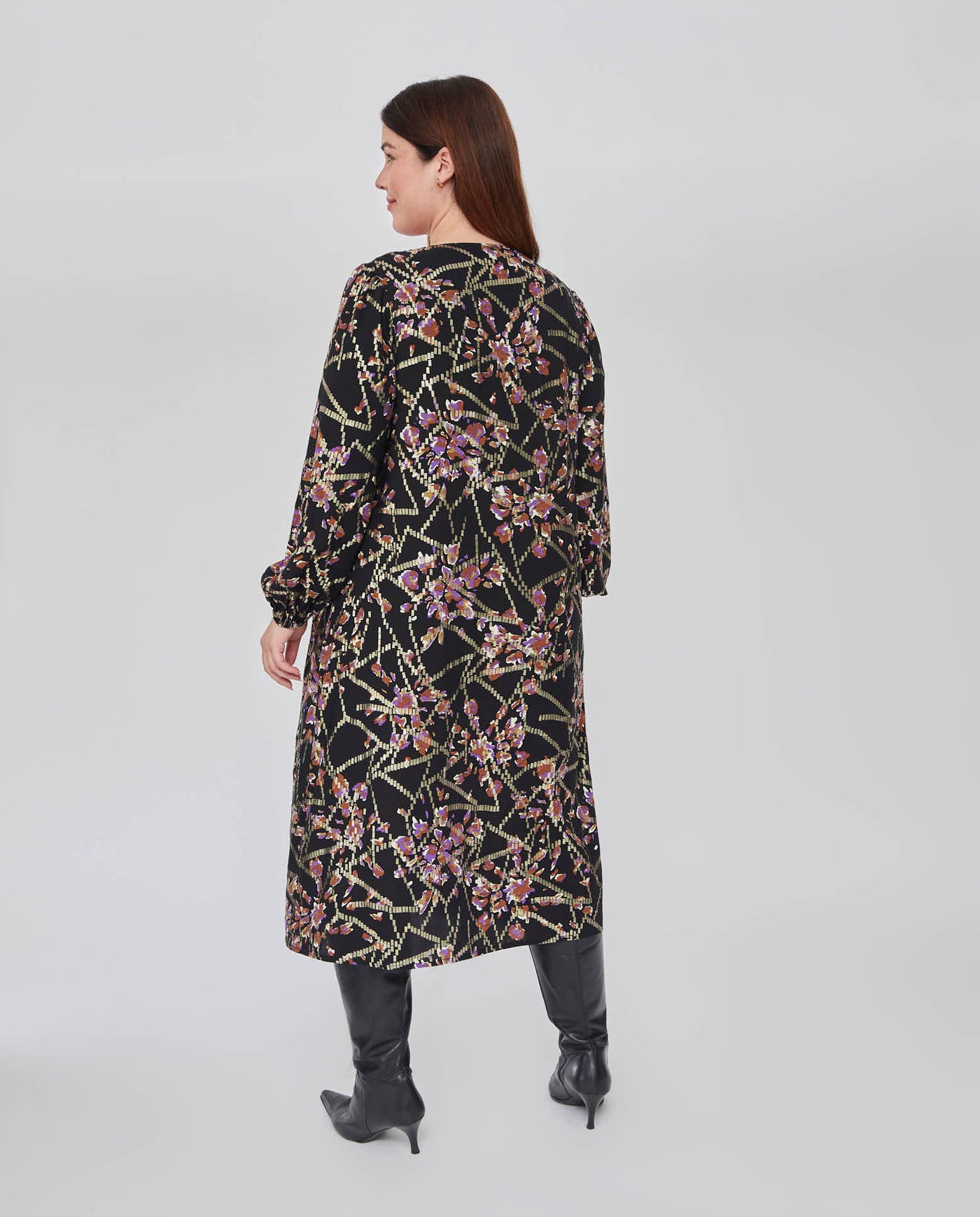 VESTIDO LARGO MIDI CON TEJIDO HILO METALICO  NEGRO